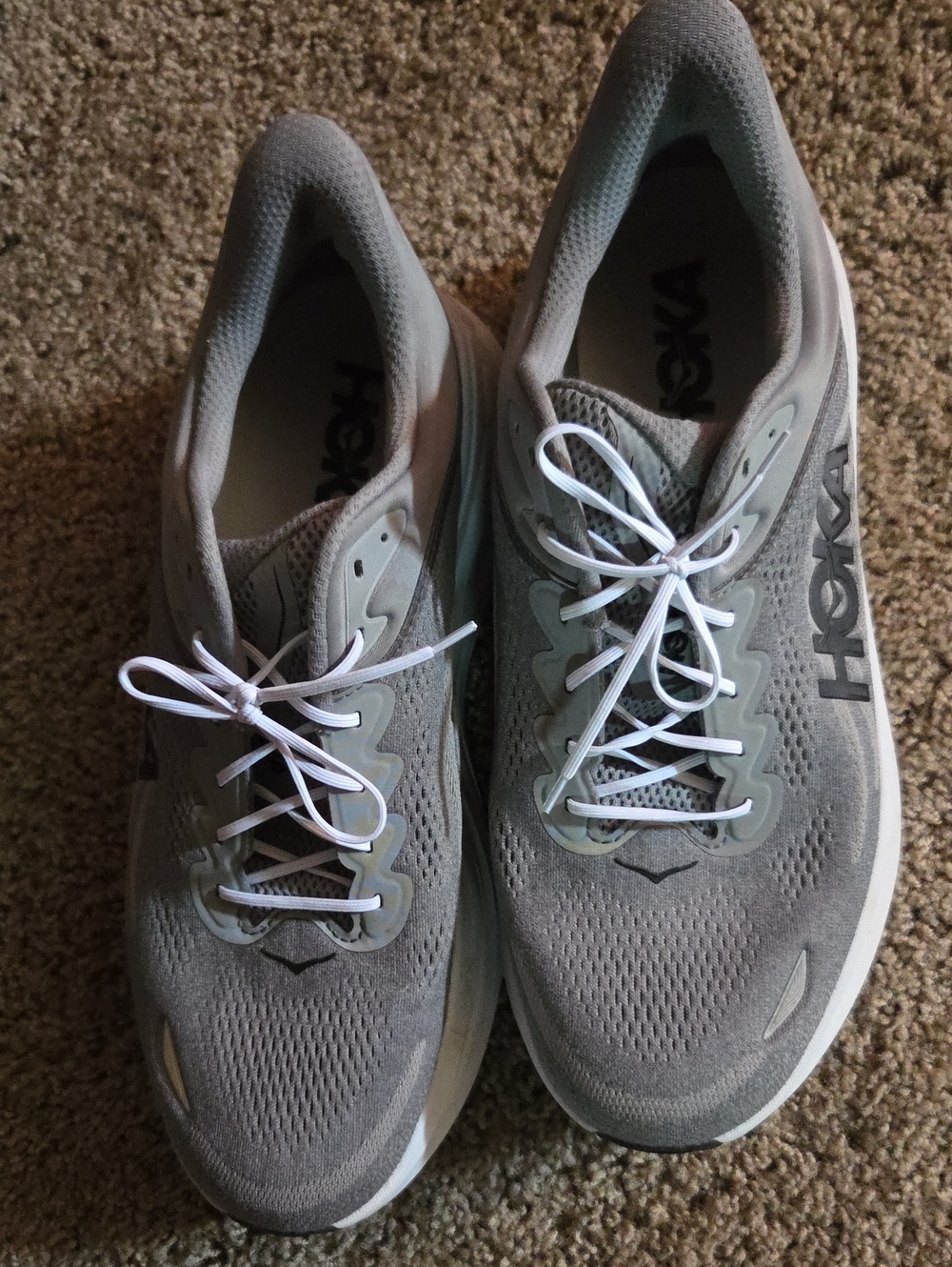 Hoka Women's Light Gray Mesh Running Sneakers with White Laces
